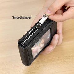 Credit Card Case Compact Wallet with ID Window for Men and Women with 11 Card Slots (Black)