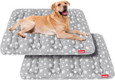 Moonsea Dog Crate Mat (24" X 18") 2 Pack, Soft Bed Mat with Cute Prints, Personalized Dog Crate Pad, Anti-Slip Bottom, Machine Washable Kennel Pad, Grey