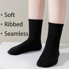 Boys Crew Socks - Kids Seamless Cotton Dress and Uniform Socks for Girls - 4/8 Pairs