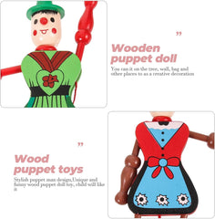 2sets Vintage Puppet Toys Wooden Marionette for Boys and Girls Stylish and Fun Hanging Puppet Doll 4pcs*2