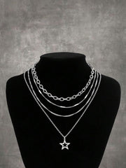 Silver Necklace for Women Chunky Layered Necklaces Gothic Jewelry