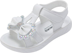Toddler Sandals Girl Children Shoes Summer Sandals Fashion Little Girls Soft Soles Children Shoes Middle Size Children (White, 11 Little Child)