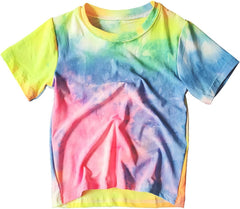 Boys Girls Summer Tie Dye T-Shirts Unisex Casual Crewneck Short Sleeve Tops Toddler Kids Relaxed Fit Tie-Dye Basic Tees