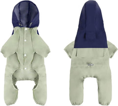 Dog Raincoat - Reflective Waterproof TPU Pet Rain Jacket with Hood, Harness Compatible, Adjustable Snap Closure for Outdoor Use(Dark Green,XX-Large)