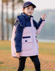 Girls Down Winter Coat Kids Hooded Padded Jackets Outdoor Insulated Puffer Outerwear