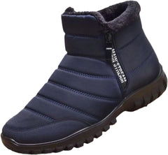 OrthoFit Winter Ankle Boots Mens Waterproof Snow Boots Fur Lined Warm Ankle Boots Zipper Closure Slip on Comfortable Walking Shoes