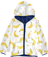 CHIFIGNO Yellow Banana Banana White Kids Zip up Jacket Fleece Outerwear Jackets for Fall Winter 3T