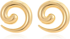 1 Pair Gold Spiral Earrings, Stylish Hoop Earrings for Women, Geometric Design Statement Earrings, Trendy Fashion Earring, Lightweight Metal Earring for Daily & Party Wear(Gold)