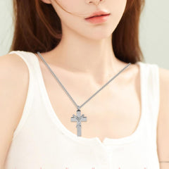 UPKOCH Cross Pendant Cremation Necklace for Cats and Dogs Stainless Steel Keepsake Necklace Pet Memorial Jewelry Pet Cremation Jewelry