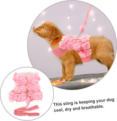1PC Stereo Flower Dog Harness Traction Chest Rope for Dogs Breathable Design for Spring Summer Cute Pet Supplies Random Color