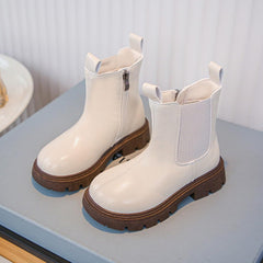 Girls Combat Dress Boots Non-𝐒lip Side Zipper Plain Fashion Riding Boots Birthday Party Princess Dress Shoes