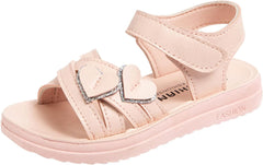 Toddler Girl Sandals Children Shoes Fashion Love Decorative Thick Sole Sandals Soft Sole Comfortable Princess Sandals (Red, 11.5 Little Child)