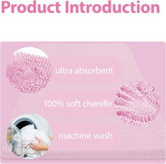 Bathroom Rugs 24x16, Extra Soft Absorbent Chenille Bath Rugs, Rubber Backing Quick Dry, Machine Washable Bath Mats for Bathroom Floor, Tub and Shower, Home Decor Accessories, Gray