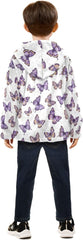 CHIFIGNO Butterflies Purple Kids Hooded Jacket, Comfy Lightweight Fleece Outerwear Jackets 3T