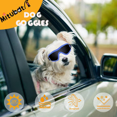 Dog Goggles Small Breed Dog Sunglasses with Adjustable for UV Protection Eyewear Doggy Doggie Puppy Glasses Anti-Fog Wind Dust Snowproof (Pink Frame Red Lens)