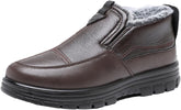Men's Leather Slip On Platform Snow Boots Winter Warm Fur Lined High Top Non-Slip Outdoor Sneakers Boots Comfort Office Dress Walking Loafers Shoes