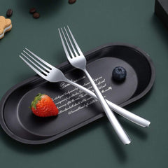 Black Dinner Forks 6 Pieces, Stainless Steel 8'' Forks Silverware Set, Dessert Forks, Table Forks, Salad Forks for Home, Kitchen or Restaurant, Dishwasher Safe