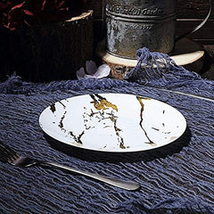 Balsa Circle 10 pcs 8-Inch White Gold Marble Round Plastic Salad Plates Disposable Wedding Reception Party Events Tableware Supplies