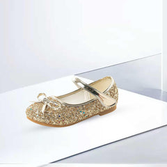 Girls Wedding Party Low Heel Flats Rhinestones Bow Ballet Glitter Mary Jane Shoes Shining Ankle Strap Flower Shoes