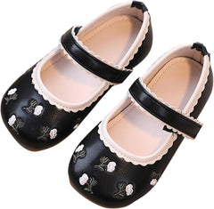 Girls Dress Shoes Flower Embroidery Flat𝐬 Toddler Cute Floral Print Mary Jane Flat𝐬 for Wedding Part𝐲 Wedding