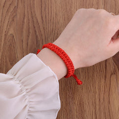2 Pcs Handmade Lucky Bracelet - Friend Love Family Couple Bracelet- Lucky Woven Red String Thread For Protection-Valentine Christmas Gift Idea (Red)