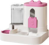 Automatic Pet Feeder and Waterer Water Dispenser Cat Food Feeder for Puppy Kitten, Pink