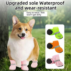 4pcs Dog Boots,Summer Hot Pavement, Water-Resistant in Rainy Weather, Outdoor Walking, Indoor Hardfloors Skid-Resistant Sole, Pink, M