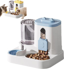 Gravitation Cat Feeder and Water Dispenser, 2L Cat Feeder and Water Dispenser, 2 in 1 Automatic Food and Water Bowl Set, Large Capacity Self Feeding Station, for Dog Puppy Kitten (Blue)