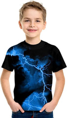 Boys Girls Summer Graphic T-Shirt Toddler Kids Short Sleeve Lightning Print Tee Tops Casual Loose Fit Comfort Clothes