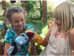 Cate and Levi Pretty Dog Hand Puppet with Movable Mouth - Made in Canada - Eco Friendly Polar Fleece - Puppets for Church