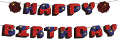 Spider Happy Birthday Banner, Cartoon Theme Happy Birthday Decoration Party Bunting Garland for Boys Girls Baby Shower Celebration Supplies