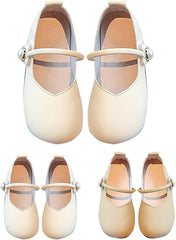 Girls Wedding Flat𝐬 Solid Flower Mary Jane Dress Shoes Square Toe Ballet Soft Sole Slip On Flat for Part𝐲 School