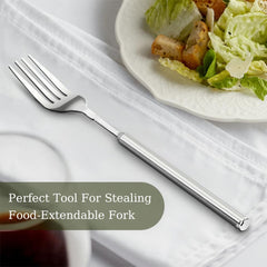 Extendable Fork, 8.7 to 25.4 Inch Long Handle Fork, Extra Long Fork, Telescopic BBQ Fork, Stainless Steel Dinner Fork, Fruit Dessert Fork Long Handle Cutlery Stainless Steel Tableware(1pcs)