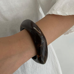 Gold Bangle Bracelets for Women Resin Dyed Wide Face Cuff Bold Stylish Layered Jewelry Elegant Wristwear