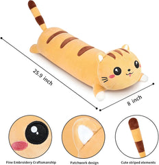 AFAN Long Cat Plush Cute Cat Body Pillows Kawaii Stuffed Animals Plushies Soft Cuddly Cotton Plush Toys Room Decor Gifts for Kids Girls Boys Adults (Pink, 19.6 Inch)