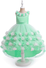 BILIKEYU Girls Halloween Party Dress Flowers Sleeveless Crewneck High Waist Tiered A-line Ruffle Flowy Swing