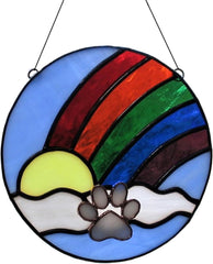 1PCS Dog Suncatcher, Pet Memorial Rainbow Bridge Suncatcher Stained Glass Acrylic Decor Gift for Dog Lovers Handcrafted Suncatcher Angel Dog Window Hanging Decoration (Rainbow Dog)