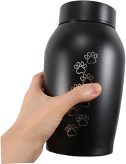 POPETPOP Stainless Steel Pet Urn Dog Cat Ashes Urn Multifunctional Memorial Box for Hair Teeth Ashes Elegant Pet Cremation Keepsake for Home Cemetery