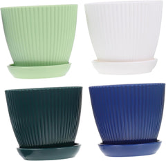 4pcs Thicken Plastic Succulent Planters with Drainage Decorative Flower Pots for Indoor and Outdoor Gardening for Plants and Flowers Diameter Height
