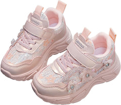 IWIHMIV Girls Sneakers Girls Casual Shoes Toddler Walking Shoes Non Slip Tennis Shoes Comfortable Lightweight Sneakers