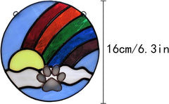 1PCS Dog Suncatcher, Pet Memorial Rainbow Bridge Suncatcher Stained Glass Acrylic Decor Gift for Dog Lovers Handcrafted Suncatcher Angel Dog Window Hanging Decoration (Rainbow Dog)