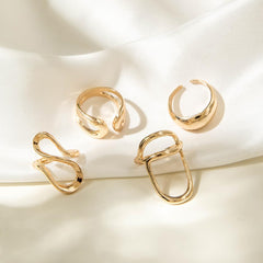 Hollow Arc Ring Ensemble, Sleek Jewelry Accessories, Wearable Stacked Rings, Modern Gift Design
