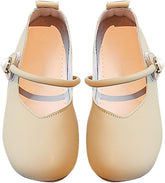 Girls Wedding Flat𝐬 Solid Flower Mary Jane Dress Shoes Square Toe Ballet Soft Sole Slip On Flat for Part𝐲 School