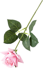 Artificial Fake Flowers, Artificial Plant, with Green Leaves Realistic Looking Multiple Layers Petals Real Touch Rose Branch Stem Simulation Flower Decoration Home Decor Dark Pink