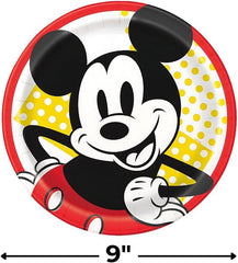 Unique Multicolor Disney Mickey Mouse Round Dinner Plates (9") 8 Count - Bright and Fun Design, Perfect for Disney Themed Parties