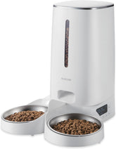 ELECOM Automatic Pet Feeder for Cats and Dogs, 4L Capacity, Programmable Timer, Portion Control, Voice Recording, Auto Cat Feeder w/Freshness Preserve, Up to 6 Meals Per Day (Two Tray)