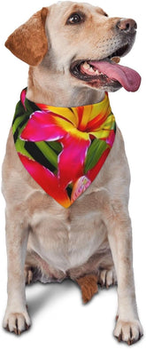 Hawaiian Colorful Flower Dog Bandana Pet Scarf Accessories for Small Medium Dogs Cats Photo Prop, Triangle Pet Bandanas Adjustable Puppy Bib Washable Dog Kerchief Puppy Neckerchief