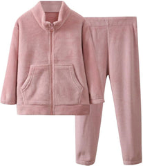 Boys Girls Winter 𝐒leepwear Flannel Fleece 𝐏a𝐣amas Set Kids Cotton 𝐋ounge𝐰ear Full Zip Jacket Tops+Pants Outfit