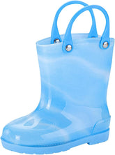 Kids Tie Dye Waterproo𝐟 Rain Boot with Pull on Handles Toddler Bow Rain Boots Rubber Boots Boys Cute Water Shoes