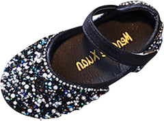 Girls Mary Jane Dress Shoes Rhinestones Flower Girl Wedding Party Shoes Ballet Flats Little Girl Dress up Shoes